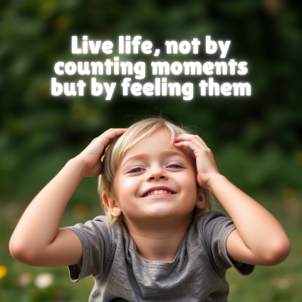 "Live life, not by counting moments but by feeling them."